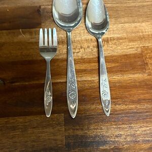 My Rose Collection Embellished Silver Flatware Set